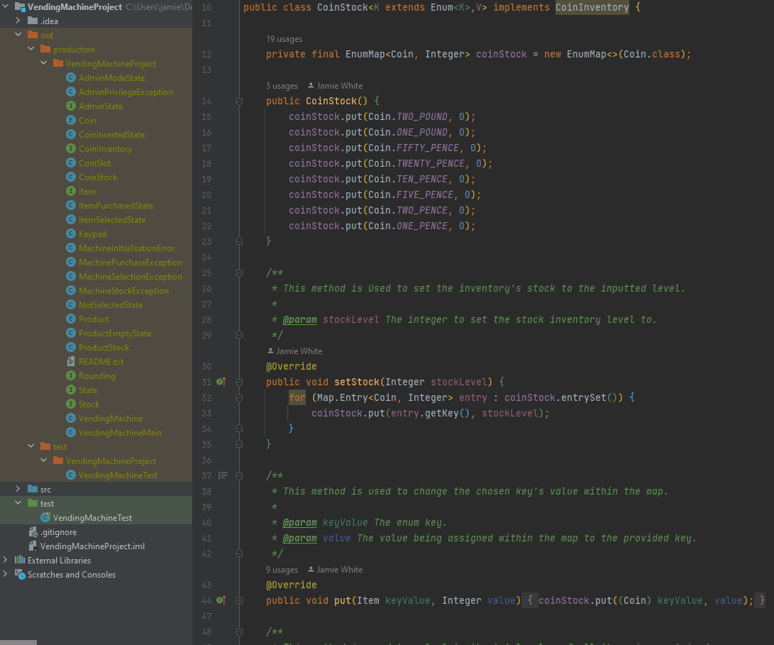 Java vending machine project preview
